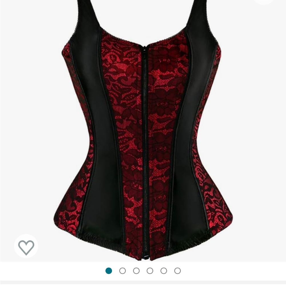 Red lace up corset bustier